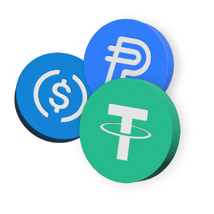 Flow diagram: bank account to stablecoin conversions and payments
